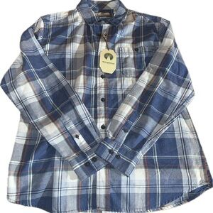 Weatherproof men's blue plaid flannel Long Sleeve shirt Size Medium